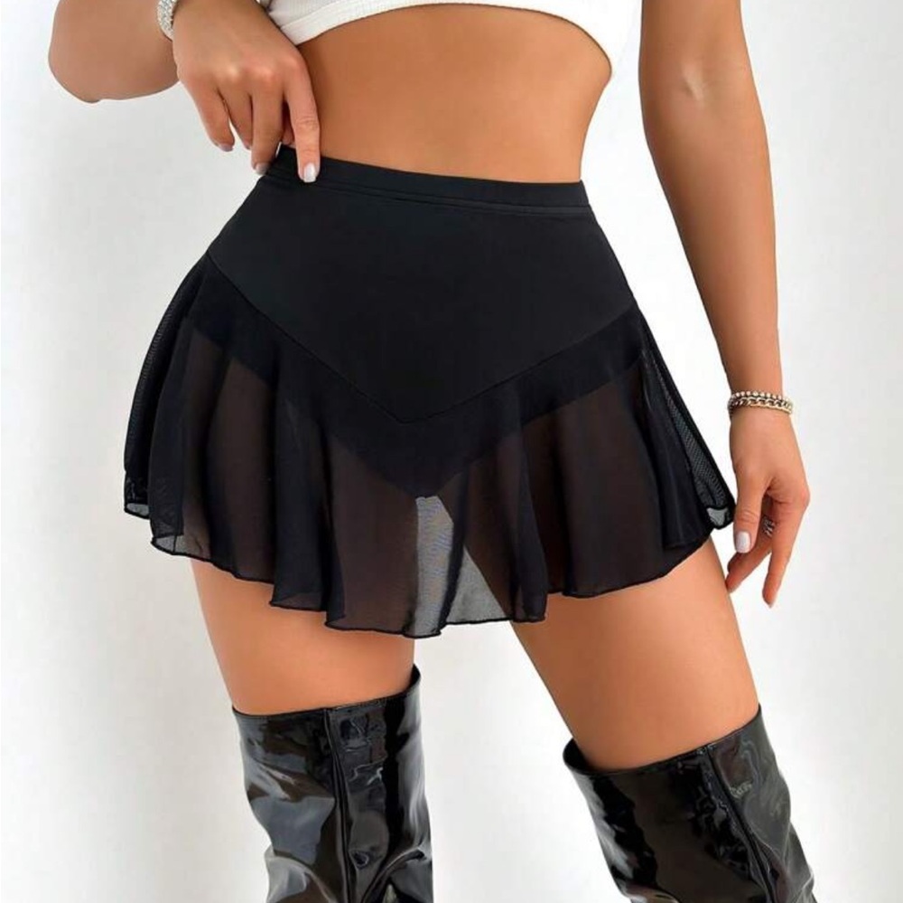 Black Sheer Mini Skirt